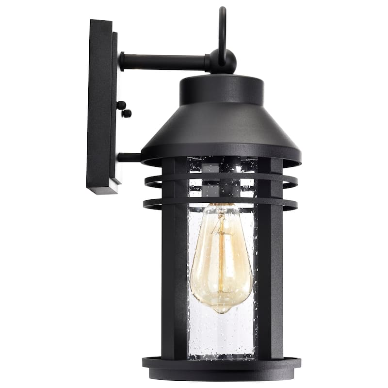 Wilton 1 Light Medium Wall Lantern Matte Black with Clear Seeded Glass