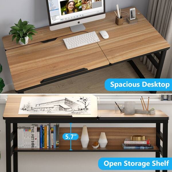 Large Computer Desk With Storage Shelf Drafting Table Craft Drawing Desk Overstock 30387474