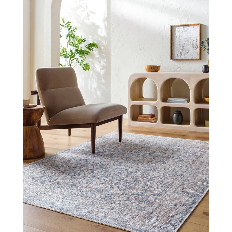 Livabliss x Vivir Lorelai Vintage Washable Area Rug - Gray - 6' 7" x 9'