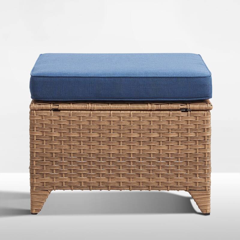 Gymojoy Outdoor Durable Wicker Ottomans with Olefin Cushions