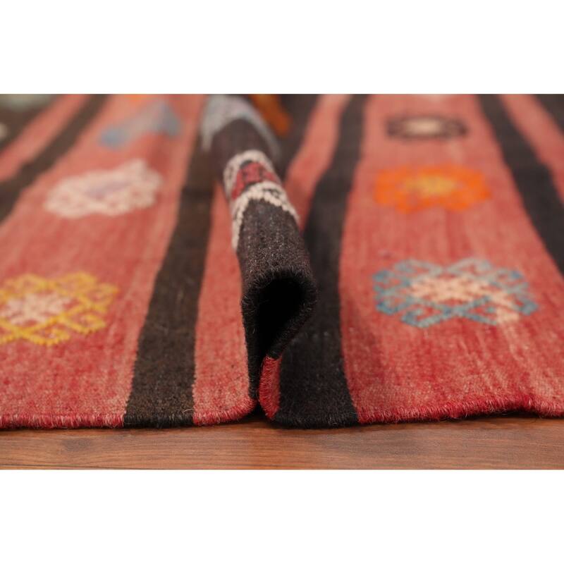 Hand Woven Oriental 100% Wool Carpet Southwestern Tribal Multi-Colored Kilim Area Rug - 9' 10'' X 6' 4''