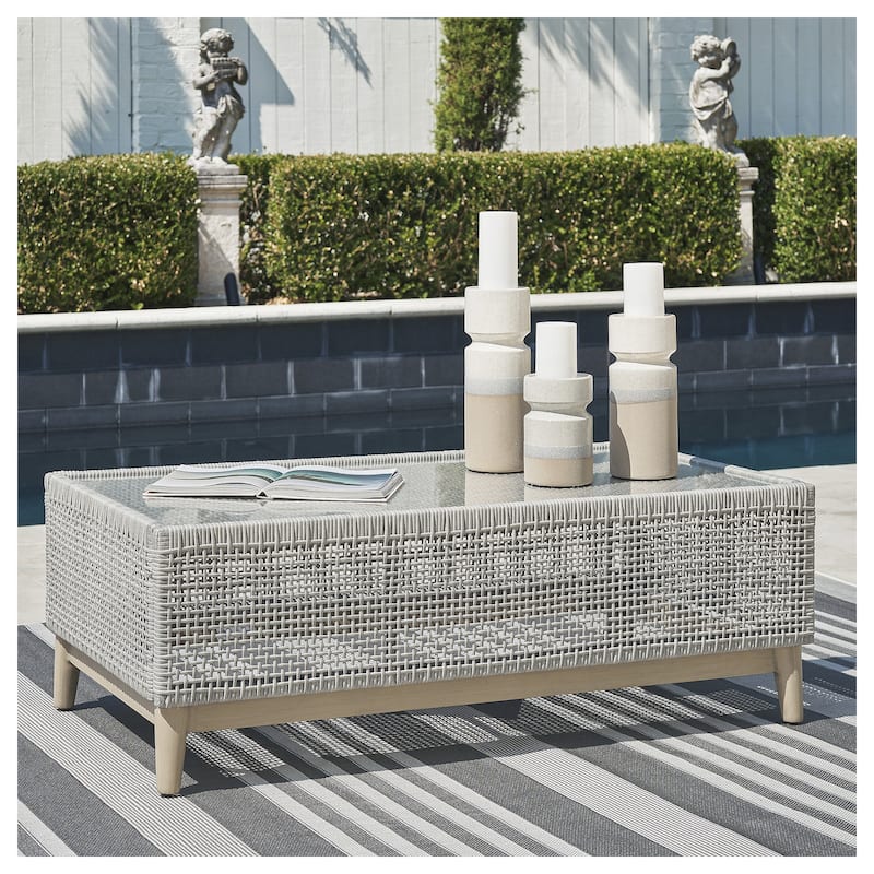 Signature Design by Ashley Seton Creek Gray Outdoor Coffee Table - 49.88" W x 28" D x 18" H - Grey - 49.88" W x 28" D x 18" H