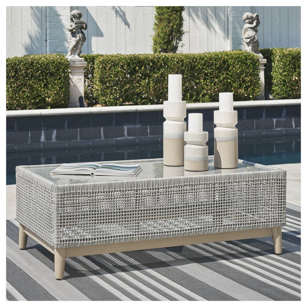 Signature Design by Ashley Seton Creek Gray Outdoor Coffee Table - 49.88" W x 28" D x 18" H