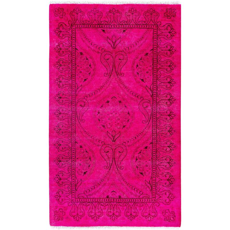 Overdyed One-of-a-Kind Hand-Knotted Area Rug - Pink - 2' 8" x 4' 5"