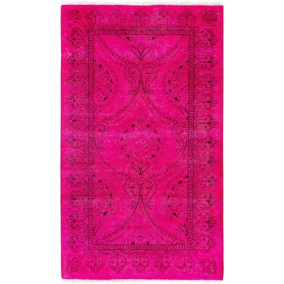 Overdyed One-of-a-Kind Hand-Knotted Area Rug - Pink - 2' 8" x 4' 5"