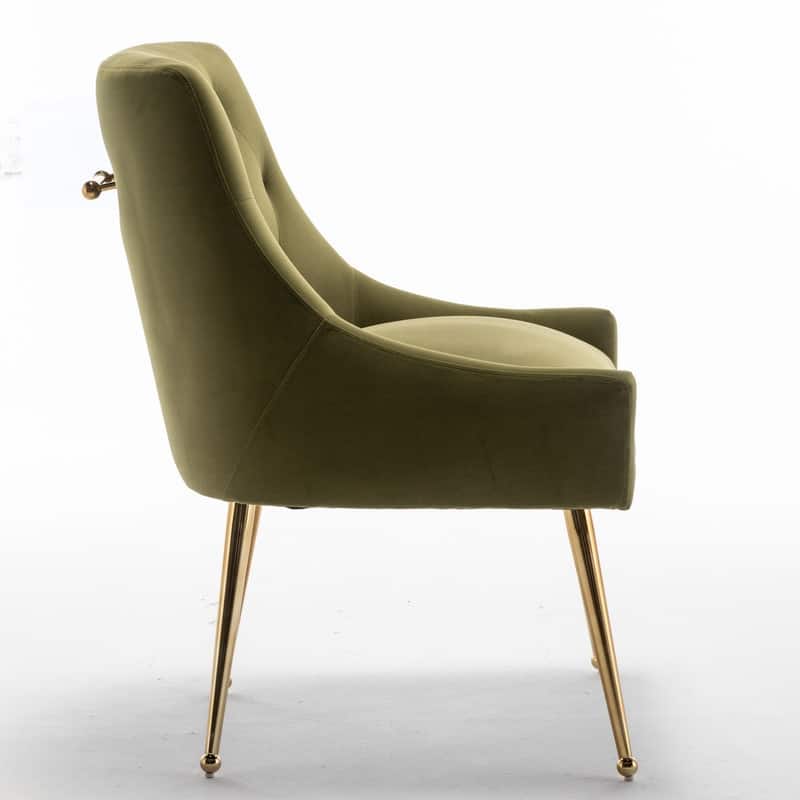 SEYNAR Modern Dining Chairs Set of 6, Velvet Accent Chair Tufted Back Armless Chair with Back Pull
