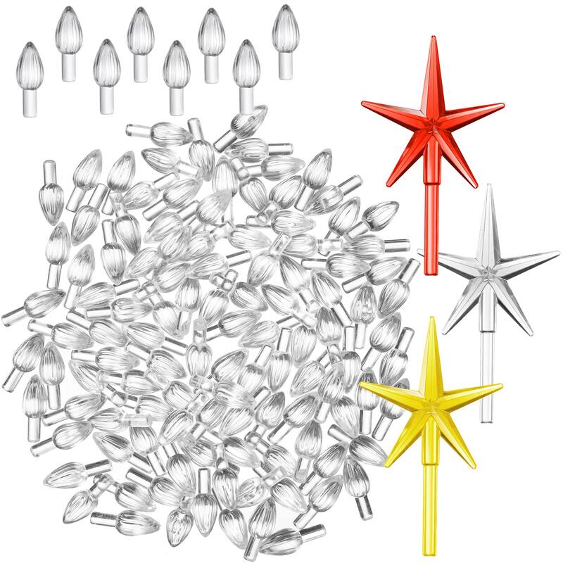 Ceramic Christmas Tree Replacement Lights 108 Clear Bulbs 3 Stars - White - Acrylic