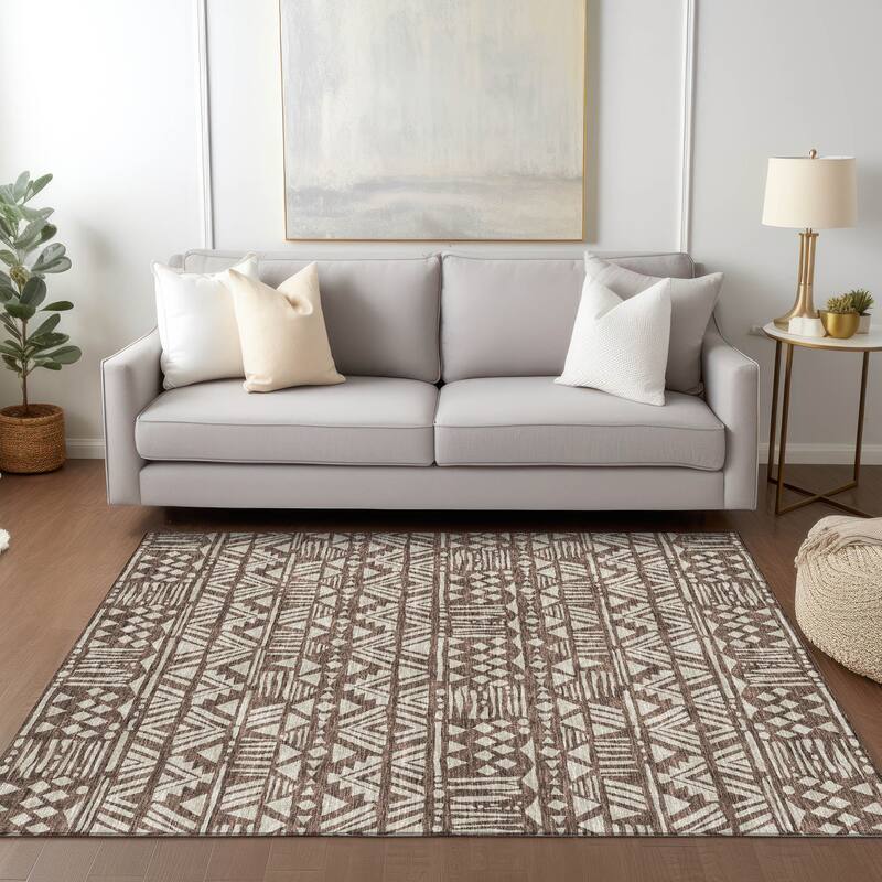 Machine Washable Indoor/ Outdoor Chantille Boho Tribal Rug
