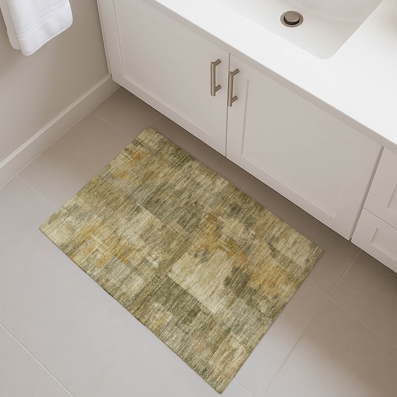 Premium Washable Super Soft Modern Prota Mayfield Rug - Khaki - 1'8" x 2'6"