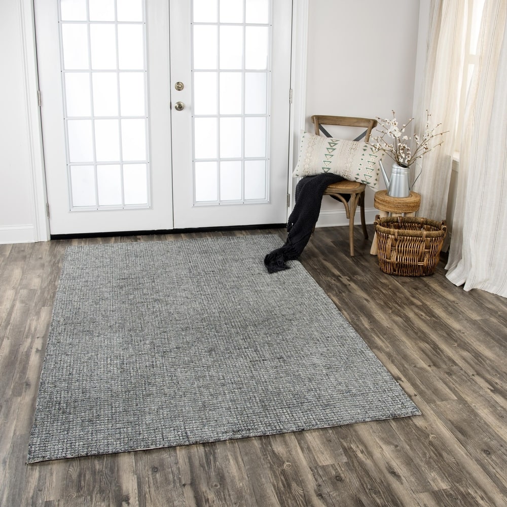 Alora Decor Storm Grey and Beige Hand-tufted Geometric Wool Rug