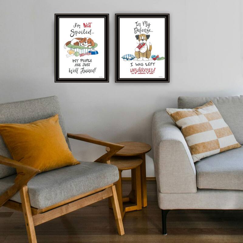 2-Piece Framed Wall Art Set - Humorous "I Was Left Unsupervised!", Black Frame