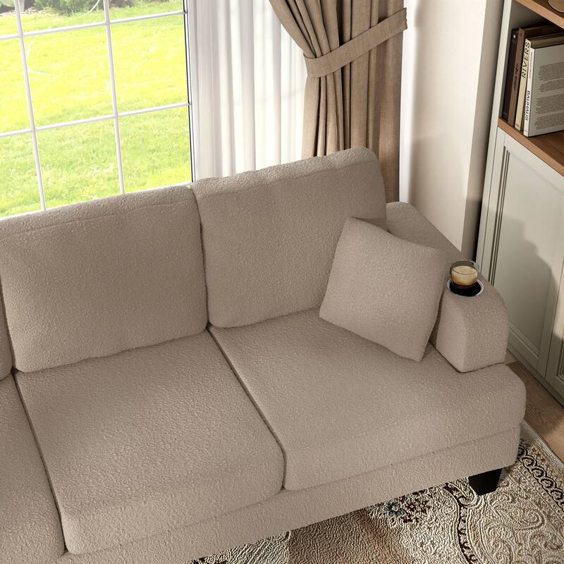 Furniture of America Xenia Modern Boucle Sofa with Cup Holders and USB Ports