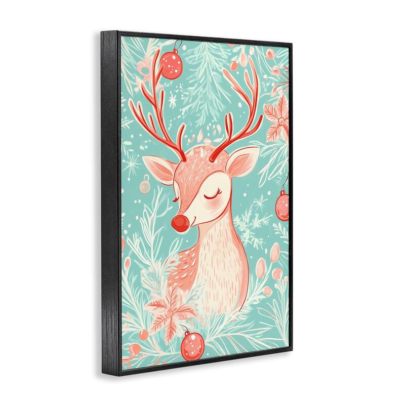 Stupell Pink & Blue Vintage Reindeer Framed Giclee Art Design By Arlington Prints