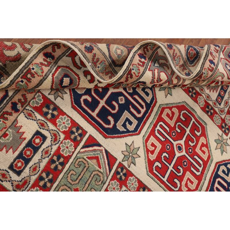 Oriental Beige Kazak Rug Handmade Traditional Wool Carpet - 6'9" x 9'9"