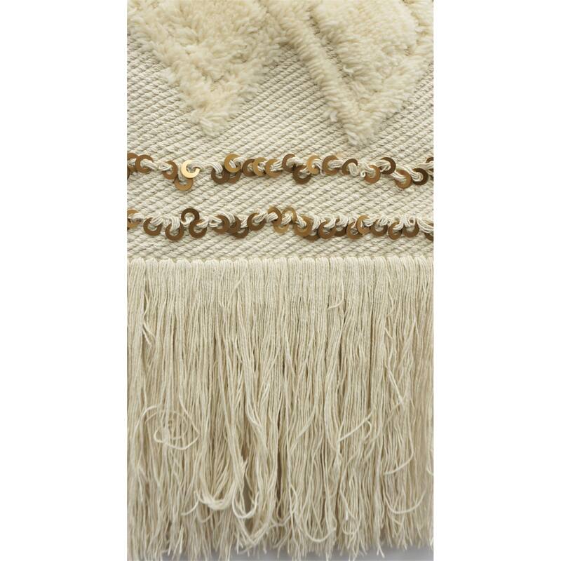 Home&Manor Wool and Cotton Macrame Wall Hanging with Rod Included - Exact Size