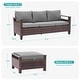 preview thumbnail 3 of 27, Bonosuki 3 Pieces Patio Sofa with Ottomans, All-Weather PE Rattan Wicker Sofa Small Patio Conversation Couch with Cushion, Brown