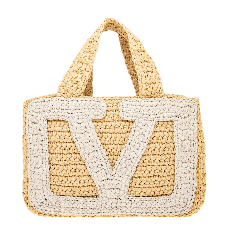 Viva Superstar Small Shopping Bag - Natural and White