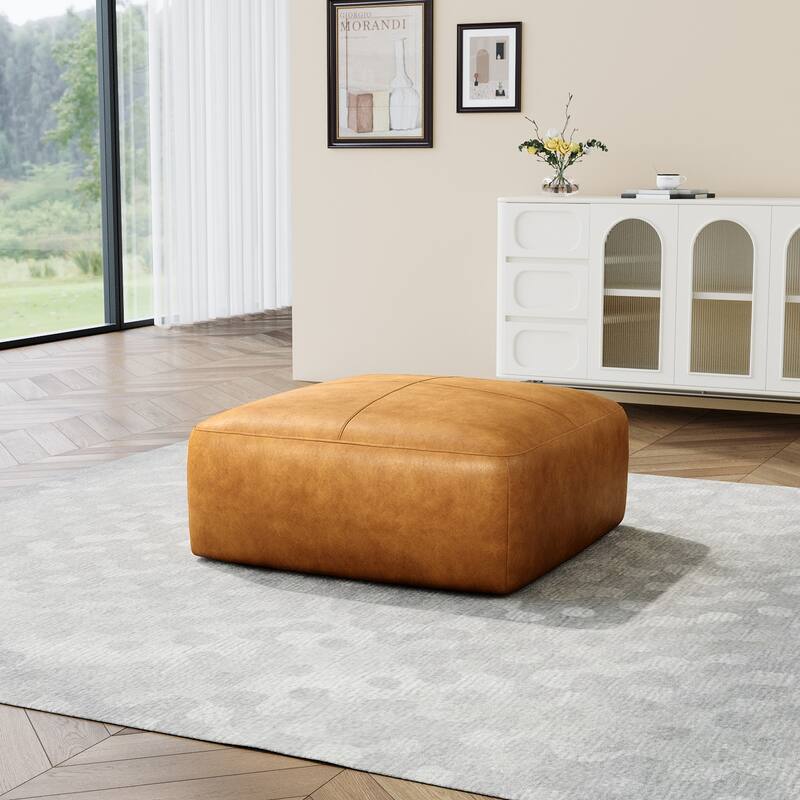 Elliot 22"/ 35"/ 43" W Modern Rectangular Genuine Leather Ottoman
