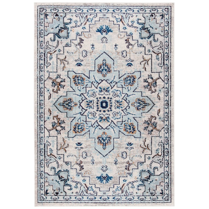 SAFAVIEH Madison Diederike Boho Medallion Distressed Rug - 2'2" x 4' - Ivory/Light Blue - Rectangle