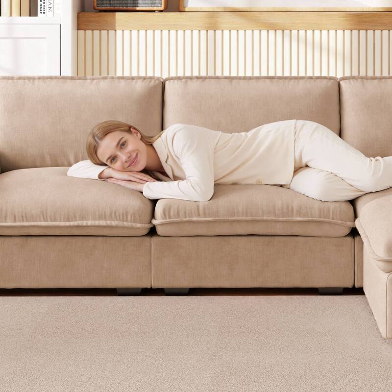 L-Shaped Computer Desk with 2 Cabinets and 2 Drawers, 11 Open Shelves and 1 Right Flip Shelf with Storage, with Power Outlet