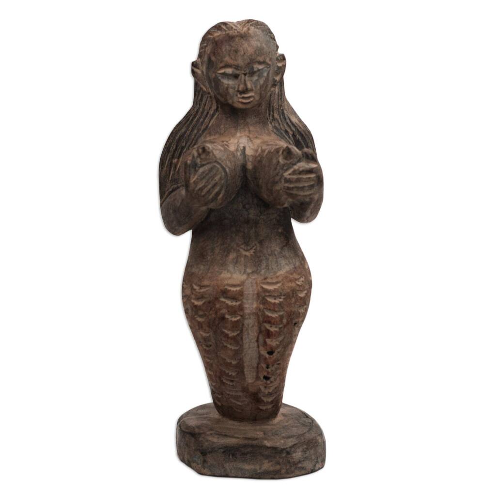 Novica Handmade Sensuous Mermaid Wood Sculpture
