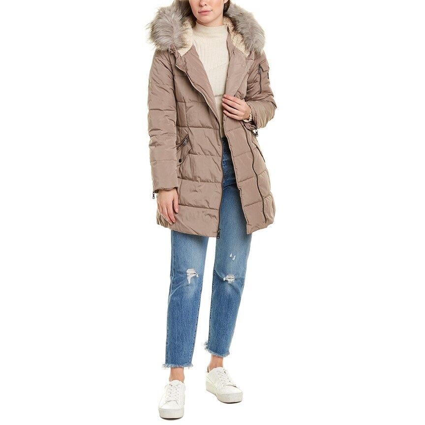 Shop Vince Camuto Asymmetrical Puffer Jacket Dove Overstock