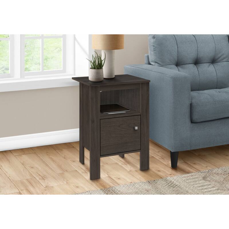 Wood Contemporary Square Nightstand with Shelf and Matte Finish