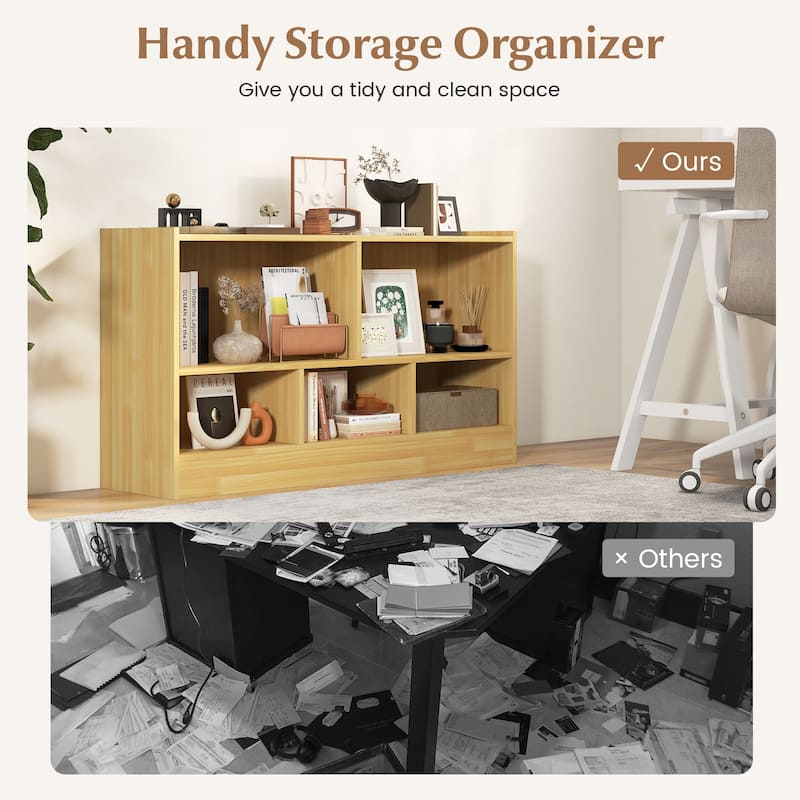 Kids Storage Cabinet with 5 Cubes and Display Shelf Bookcase Organizer for Bedroom and Playroom - 44" x 12" x 24" (L x W x H)