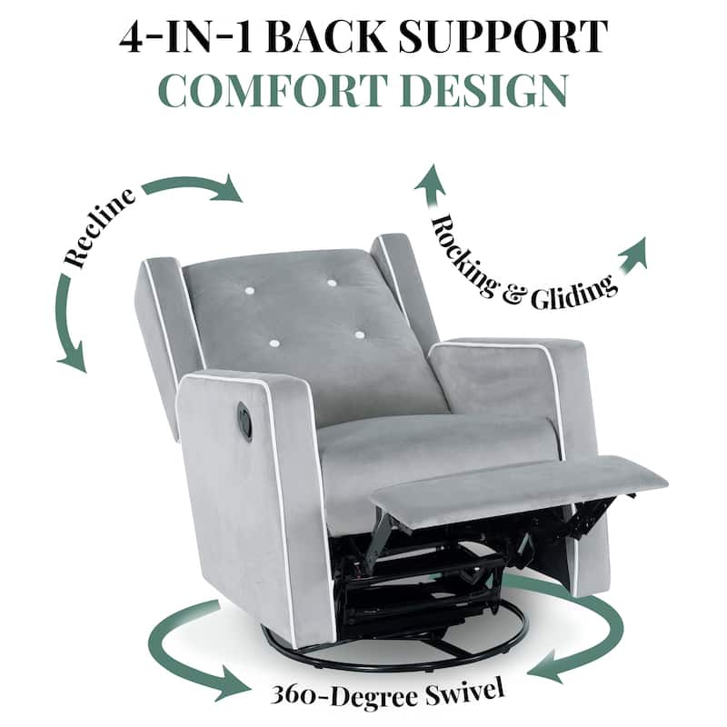 360° Swivel Glider Rocker Recliner - Nursery Chair for Breastfeeding & Maternity, Plush Cushions & Gentle Rocking Motion