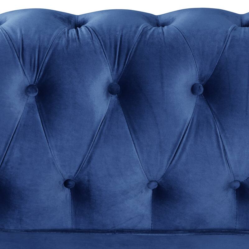Morden Fort Classic Tufted Velvet Upholstered Chesterfield Club Chair Loveseat 2 Pieces with Nailhead for Living Room