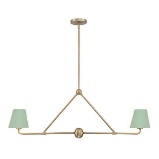 Xavier 2 Light Vibrant Gold and Green Chandelier - 42"W x 15"H x 6"D