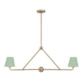 Xavier 2 Light Vibrant Gold and Green Chandelier - 42"W x 15"H x 6"D