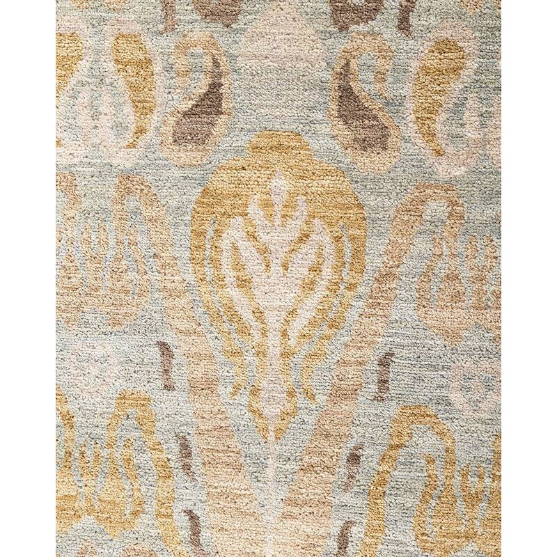 Ikat One-of-a-Kind Hand-Knotted Area Rug, Yellow - 8' 0" x 10' 1"