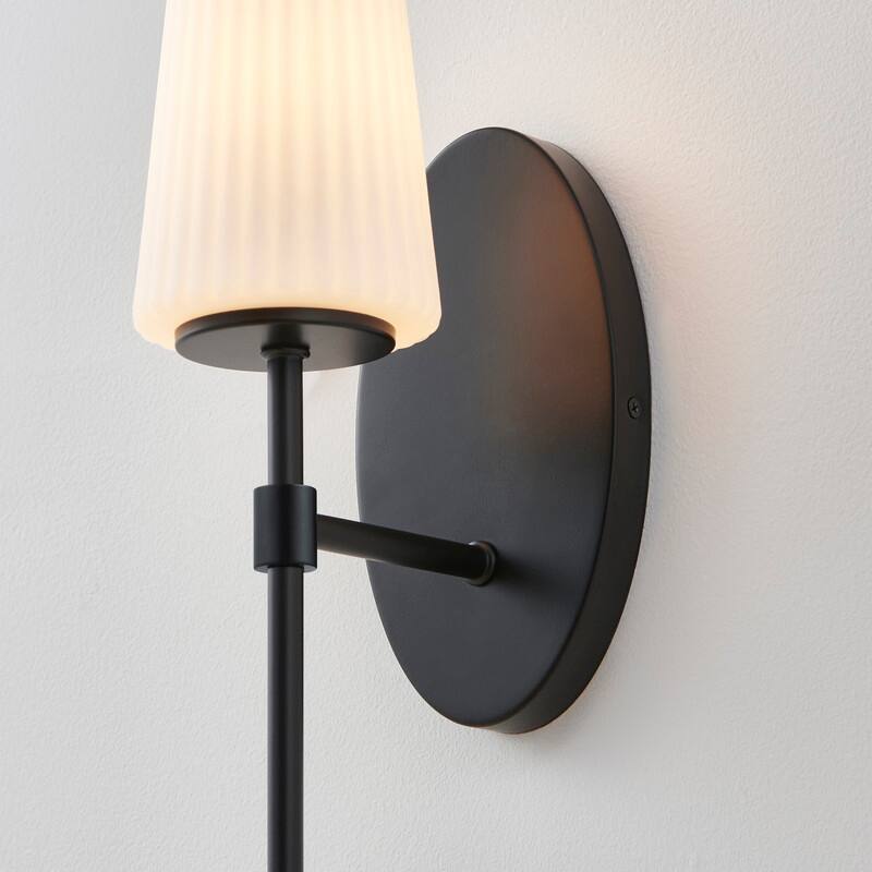 KAWOTI 16" 1- Light Wall Sconce with Opal Glass Shade