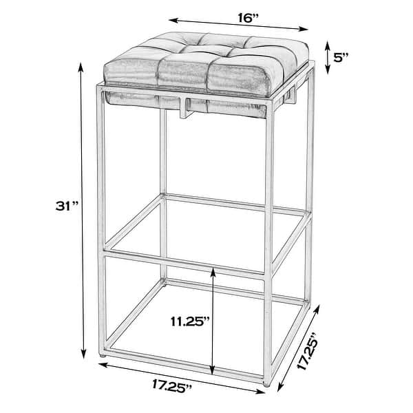 dimension image slide 2 of 3, Eldridge Leather and Iron Backless Counter and Bar Stools with Footrest