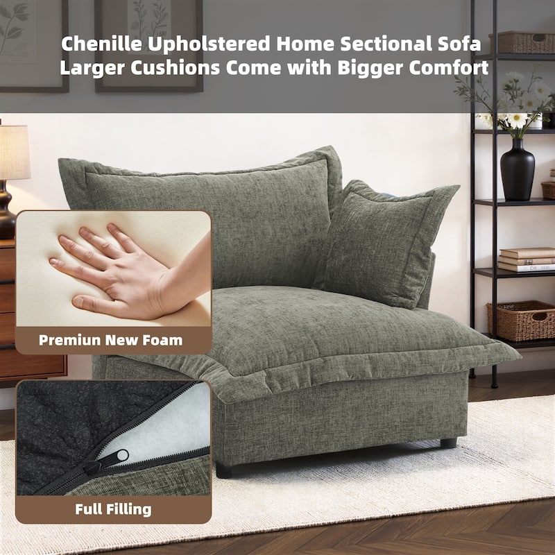 Double Layer Cushion Comfy Cloud Modular Sectional Sofa Couch Ottoman