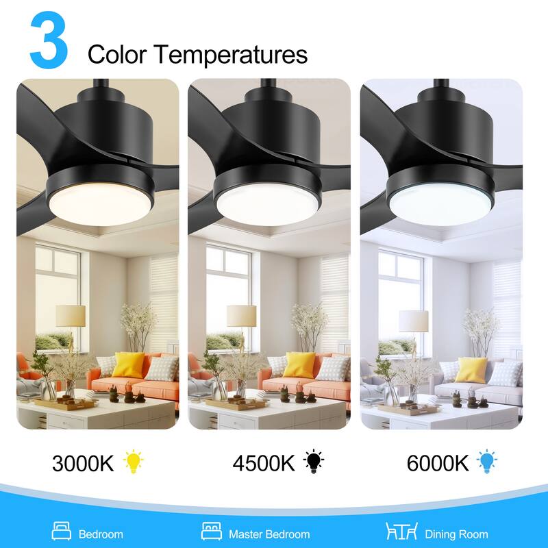 42 Inch LED Black/White Ceiling Fan with Lights Remote(3-Blade)