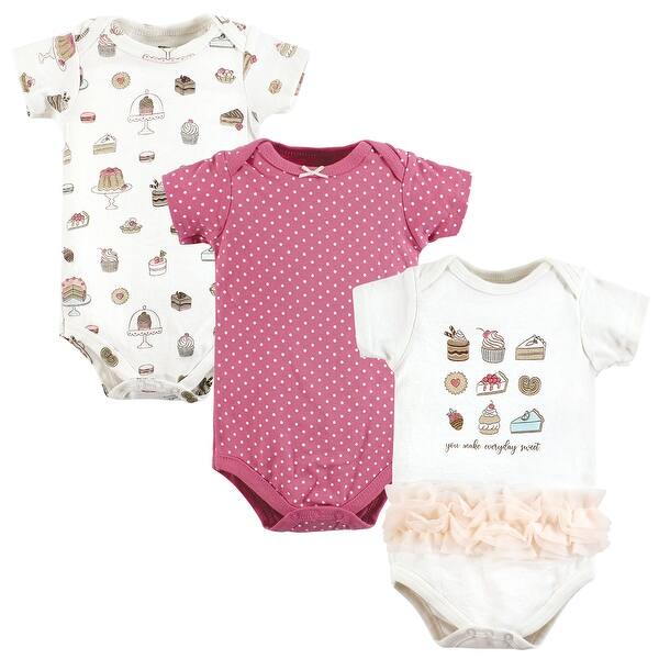 slide 1 of 1, Hudson Baby Infant Girl Cotton Bodysuits, Sweet Bakery 0-3 Months - Sweet Bakery