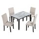 preview thumbnail 3 of 6, Merax Faux Marble 5-Piece Dining Set Table with 4 Thicken Cushion Dining Chairs