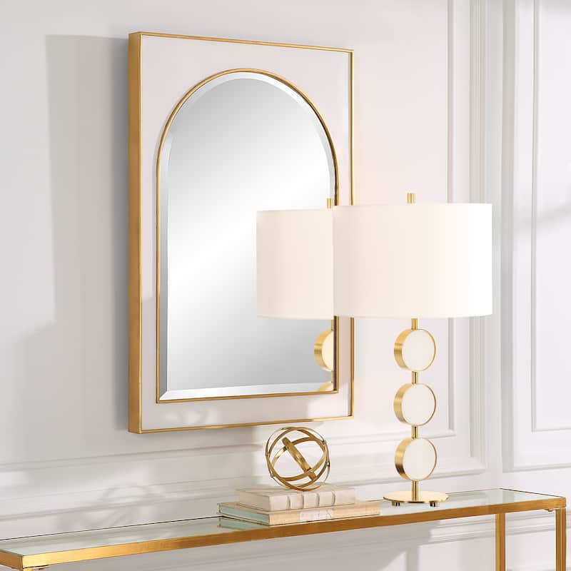 Uttermost Crisanta Gloss White Arch Mirror - 25 W X 37.5 H X 2 D (in)