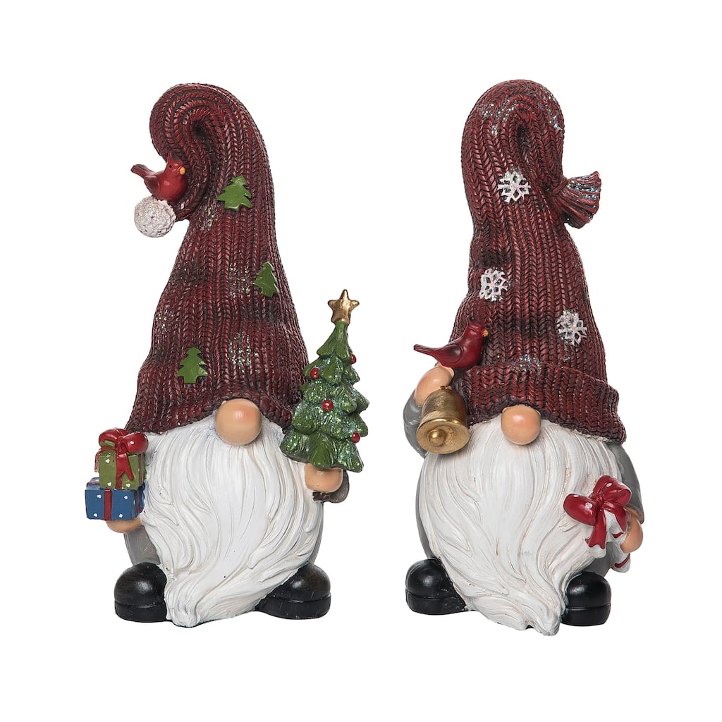 Transpac Resin Christmas Gnome Figurine Set of 2 Christmas Home Decorations