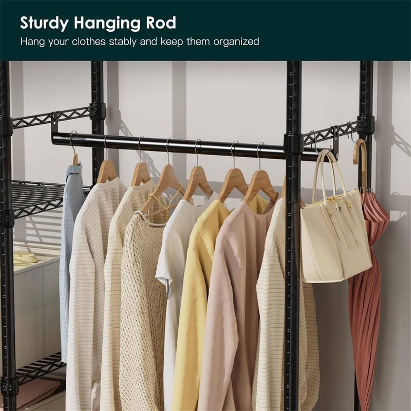 Garment Rack 3 Tiers Adjustable Metal - 15.7"D x 47"W x 76"H