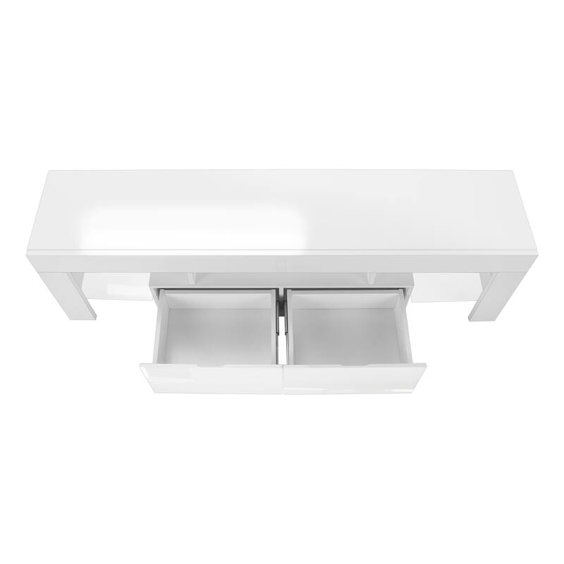 Modern 63" TV Console Entertainment Center with Storage Drawers, Glossy White Finish