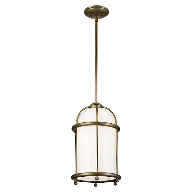 Kichler Lighting Topiary 10 inch 1-Light Pendant Character Bronze with Opal Glass