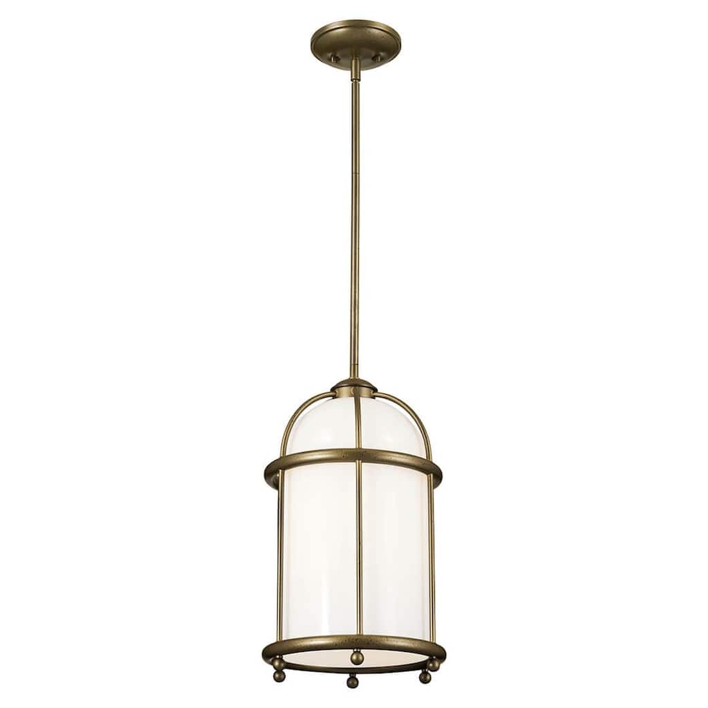 Kichler Lighting Topiary 10 inch 1-Light Pendant Character Bronze with Opal Glass