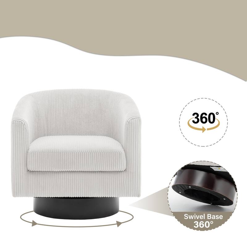 Modern 360° Swivel Corduroy Accent Chair Barrel Armchair