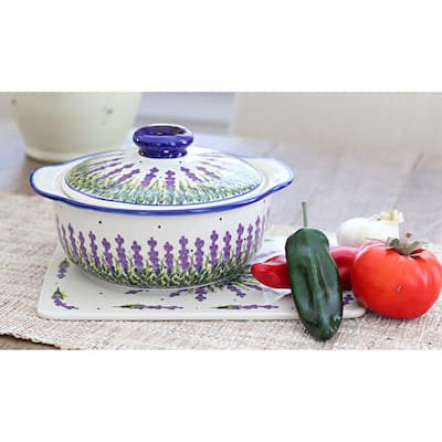 Blue Rose Polish Pottery 41C WR Unikat Round Covered Baker