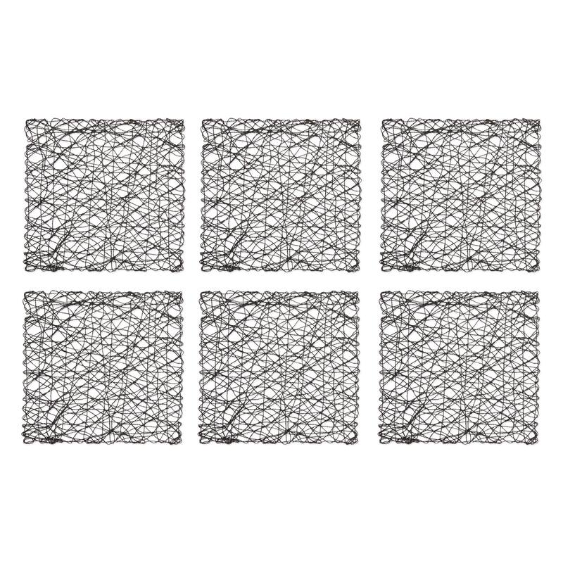 Design Imports Woven Paper Kitchen Placemat Set (Set of 6) - 16x16 - Square Black