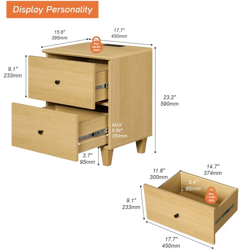 Bedroom 12-Drawer Dresser and Charging Nightstand Set, 94.4" Wide