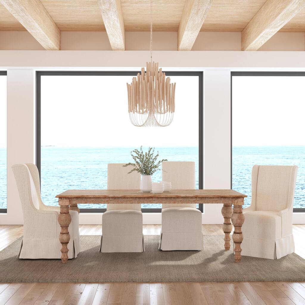 Classic Home Melrose Wingback Fabric Dining Chairs in Natural